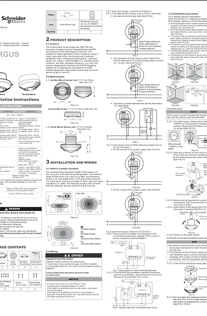 schneider施耐德ARGUS- 双技术 带IR接收器的存在检测器-用户指南 (ZH)